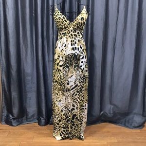 OCEAN BLUE by BASIX of AMERICA Leopard Print Maxi Dress